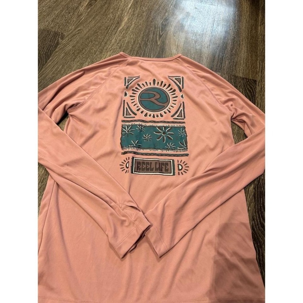 Reel Life Long Sleeve Rash Guard Sun Shirt Coral Medium M Fishing Beach